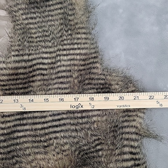 Amanda Blu NEW Womens Owl Vest Size Large Long Fur Brown Cute Open Front Pockets - Picture 9 of 10